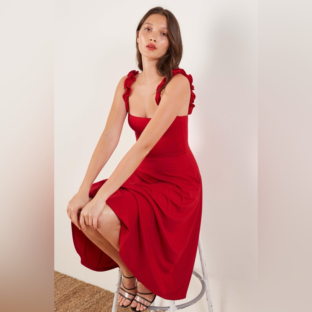 Reformation Jeans Red Eda Midi Dress